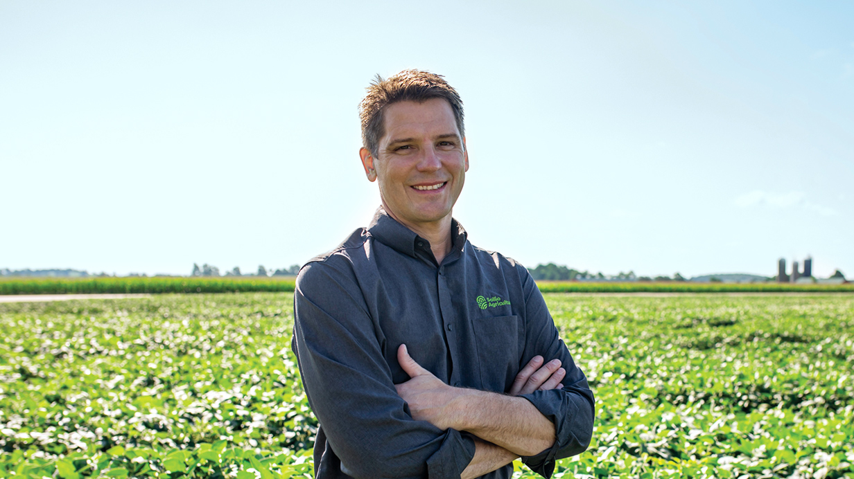 Sollio Agriculture CEO Casper Kaastra in a soybean field.
