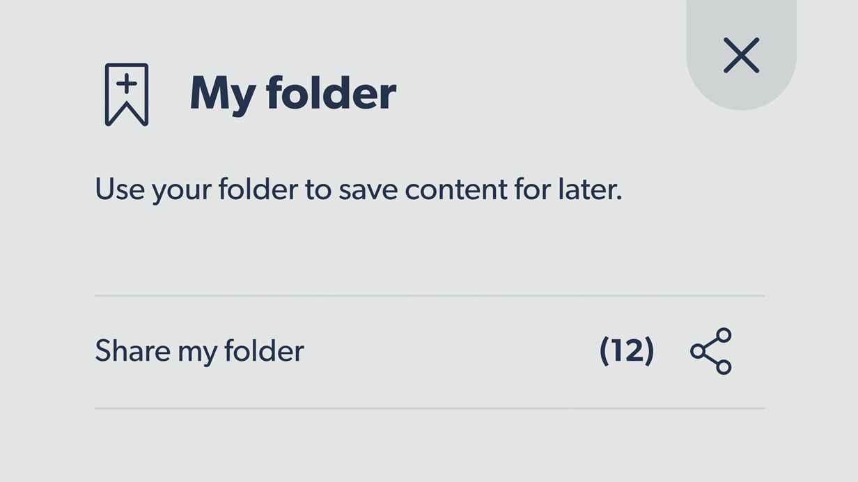 A screenshot of the My folder feature.