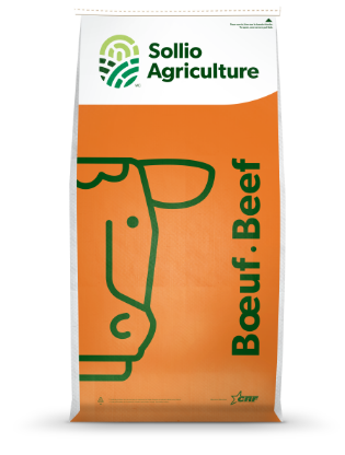 A bag of beef feed from Sollio Agriculture.