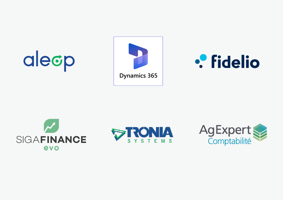 Tous les logos des logiciels de comptabilité compatibles avec AgConnexion.