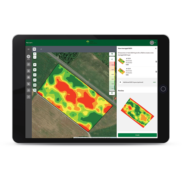 A screen capture of the Agconnexion | SmartFarm map layers analysis tool.